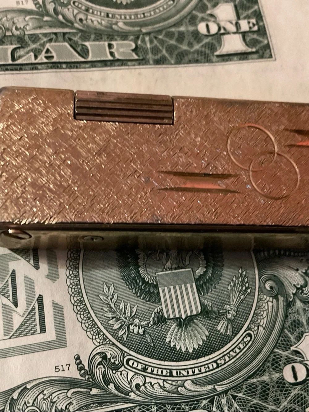 Textured Gold-Tone Rectangular Pocket Lighter